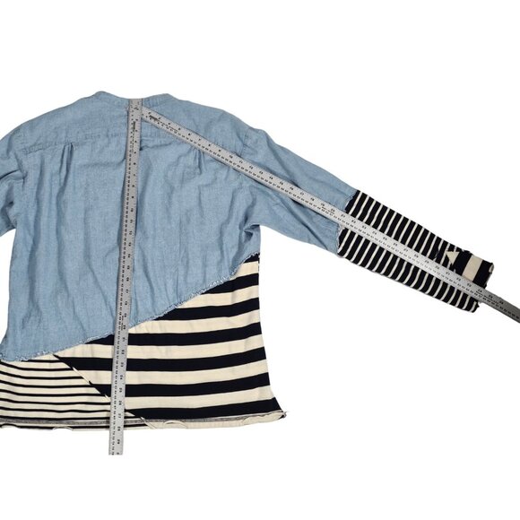 Greg Lauren 50/50 Chambray Jersey Size 1 Stripes Studio Shirt - Picture 3 of 4